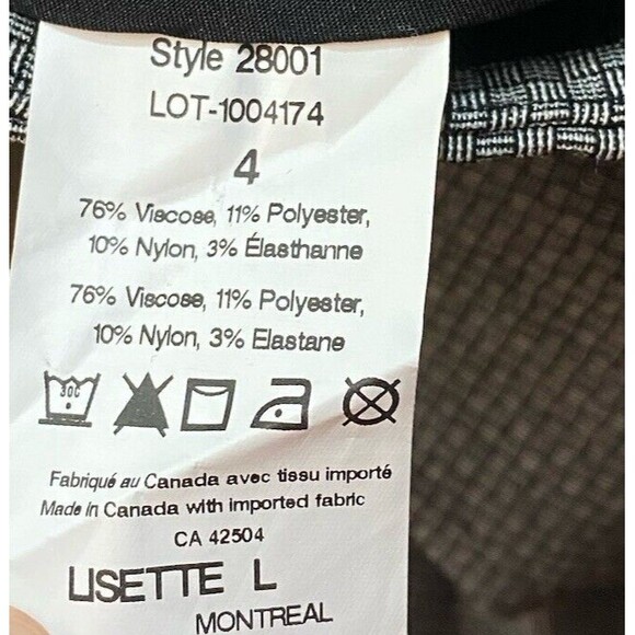 Lisette Pants Womens 4 Black White Ponte Knit Check Pull On Ankle Stretch Office - Picture 7 of 9